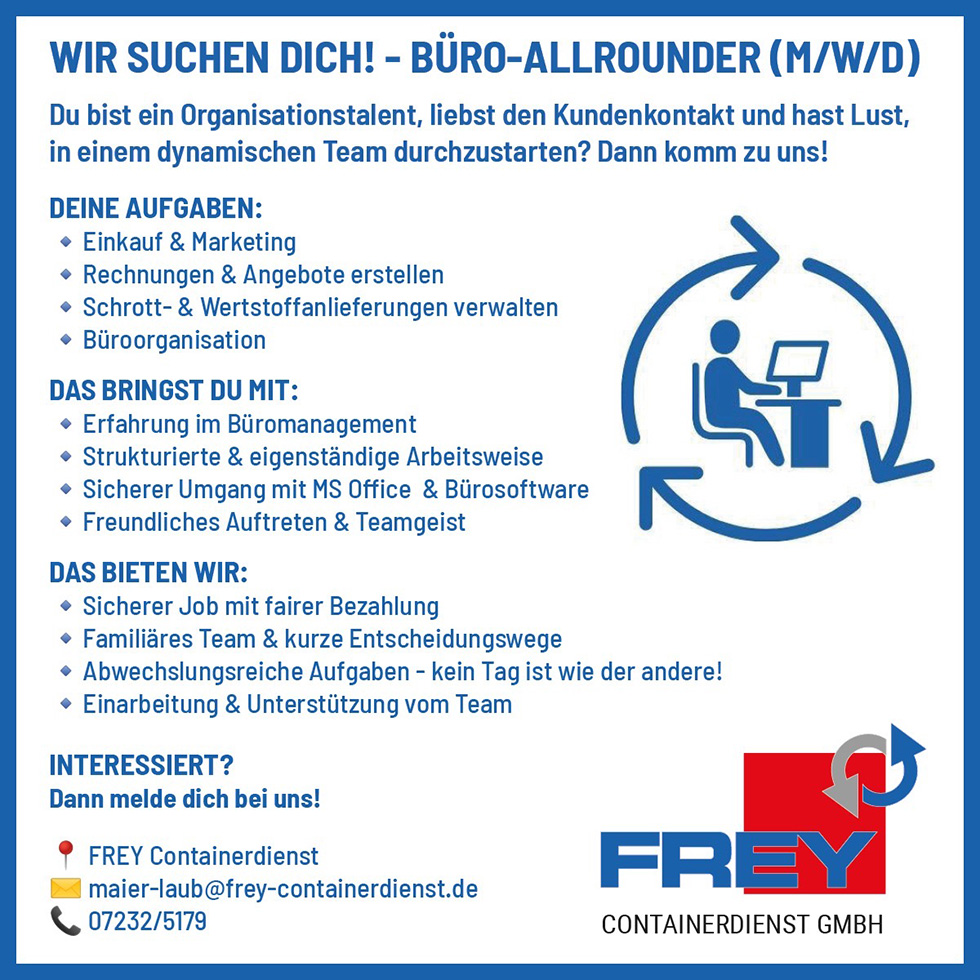 Wir suchen einen Allrounder fürs Büro